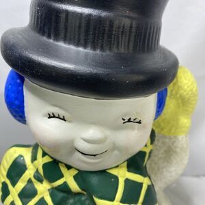 VTG Hand Painted Snowman Ceramic 13” Top Hat Candy Cane Christmas Decor Kitschy